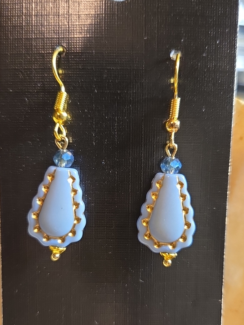 Gold-Trim Blue Teardrop Dangle Earrings - Women Jewelry: A